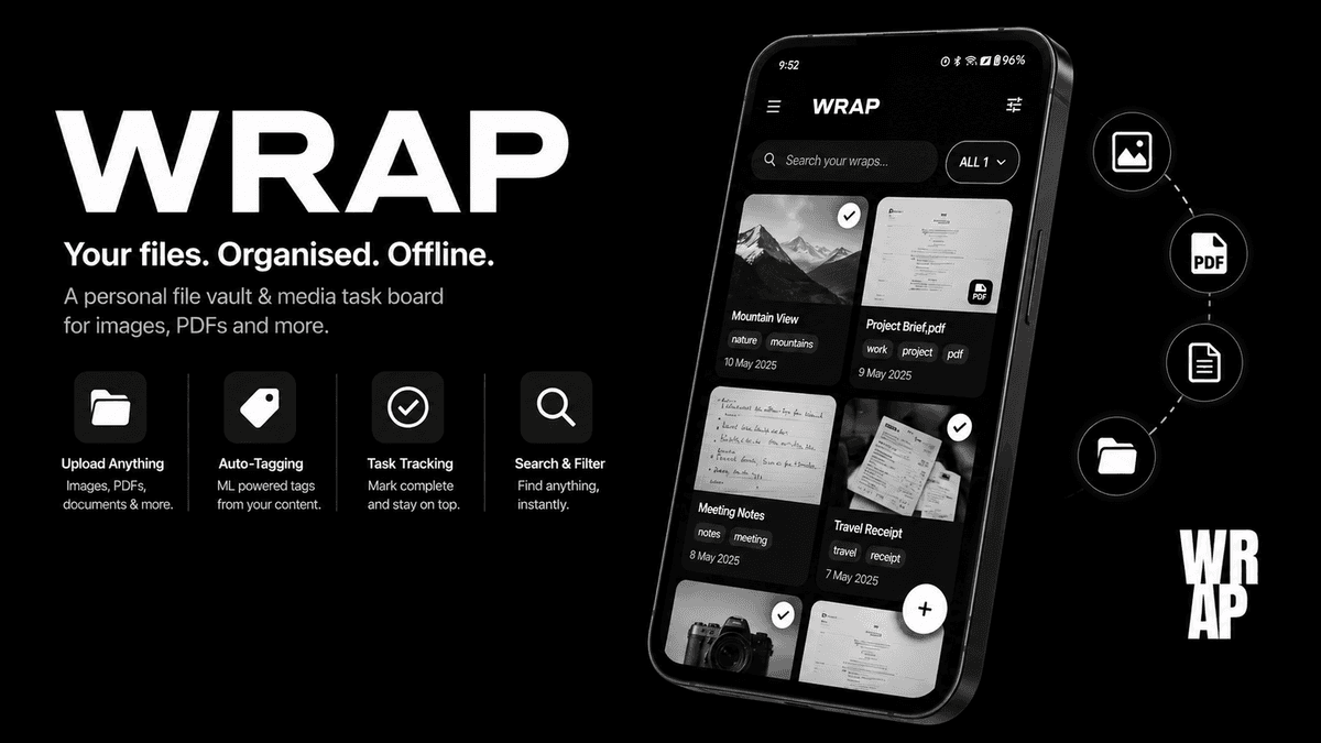 Wrapp Android File Vault and Media Task Board